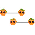 BodyCandy 14G 5/8 Orange Jack O Lantern Pumpkin Halloween Nipple Ring Set — main product shot