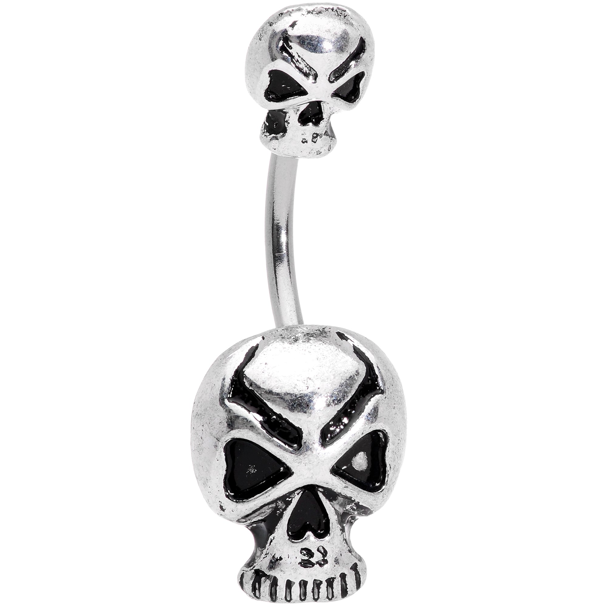 BodyCandy Scary Double Skull Halloween Double Mount Belly Ring — main product shot