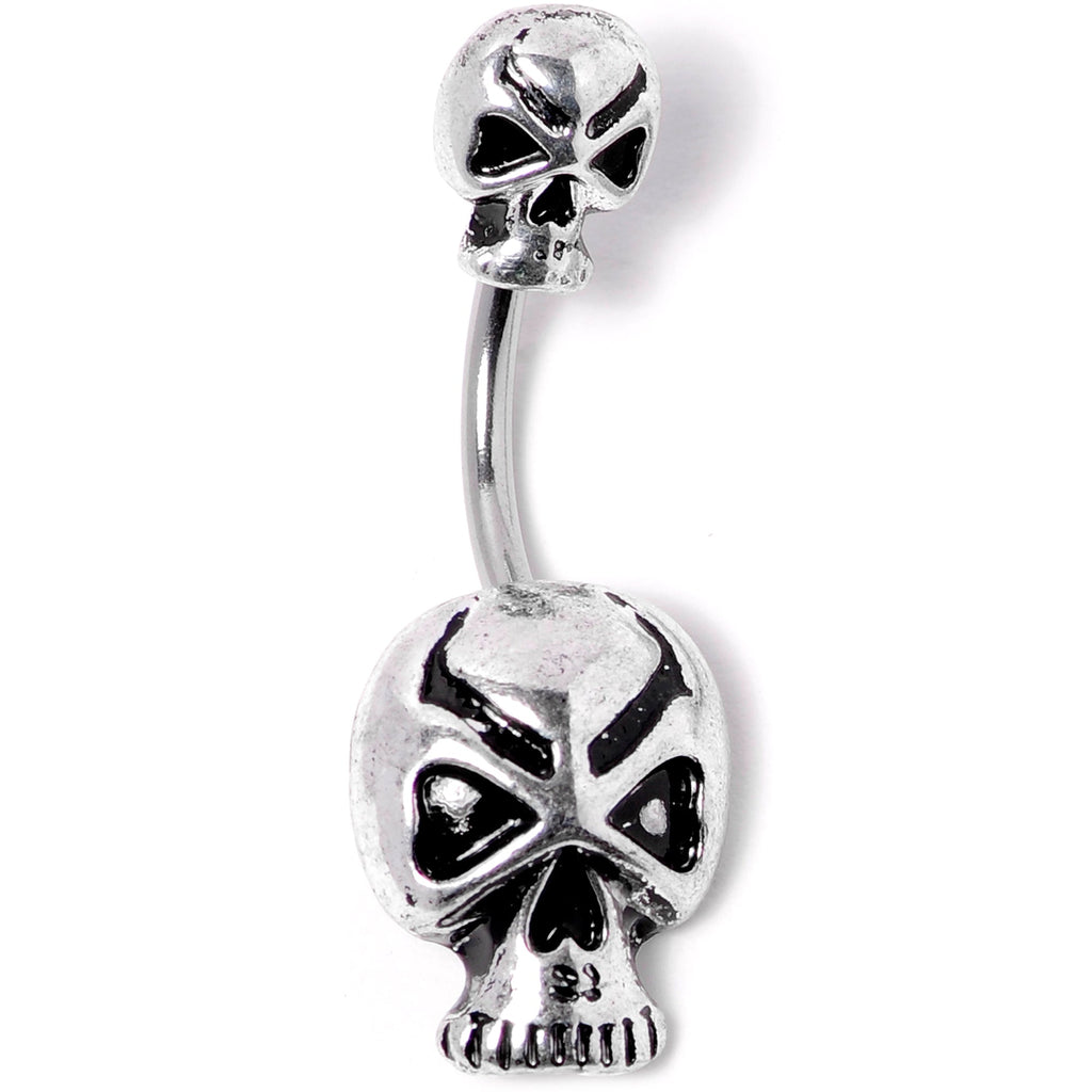 BodyCandy Scary Double Skull Halloween Double Mount Belly Ring — lifestyle context