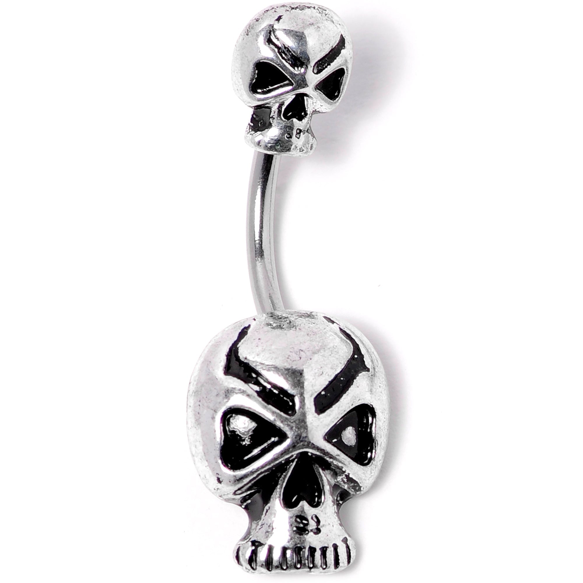 BodyCandy Scary Double Skull Halloween Double Mount Belly Ring — lifestyle context