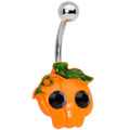 BodyCandy Black Gem Orange Pumpkin Jack O Lantern Halloween Belly Ring — main product shot