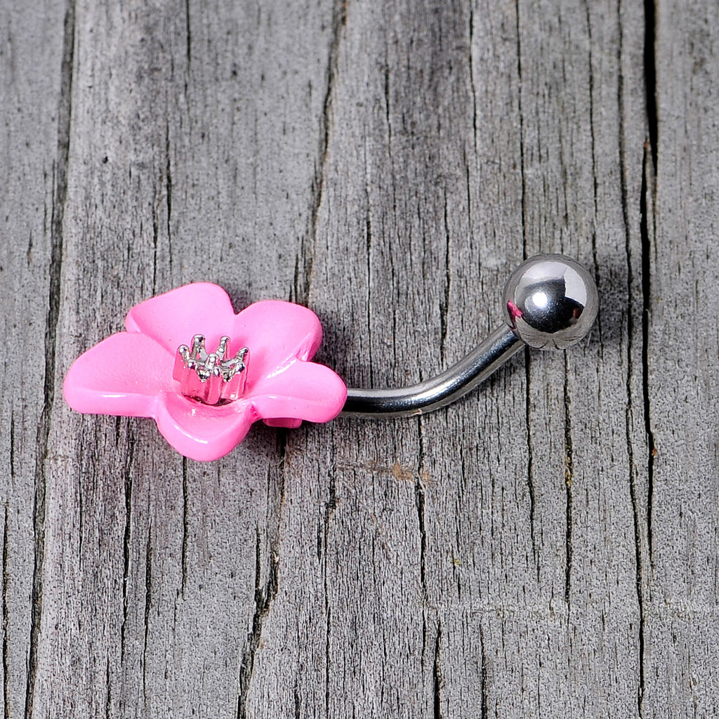 BodyCandy Spring Blossom Pretty Pink Flower Belly Ring — back view