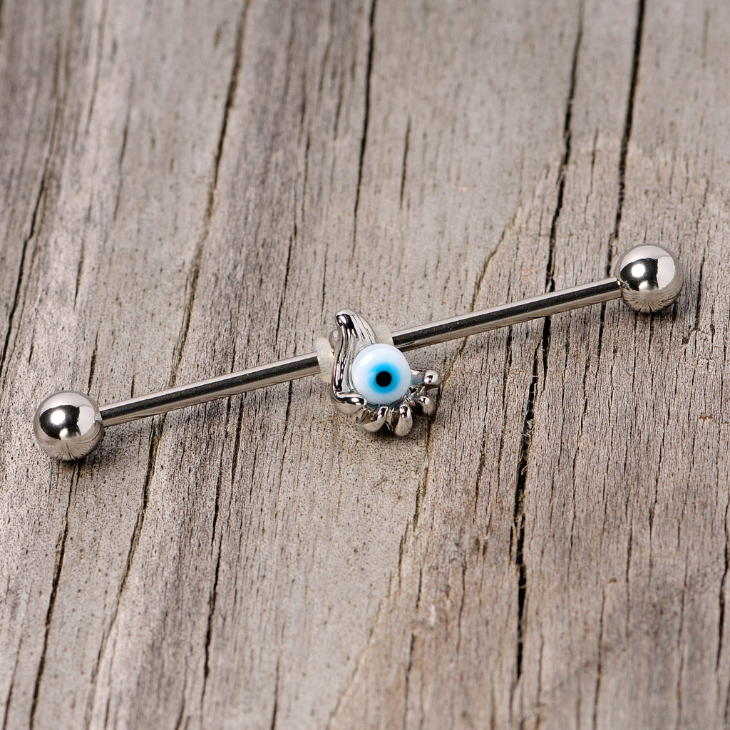 BodyCandy 14G Blue Eyeball Hand Halloween Industrial Barbell 38mm — lifestyle context