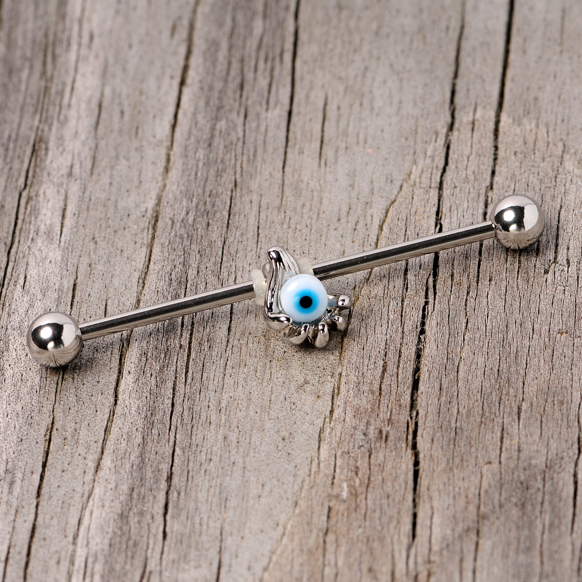 BodyCandy 14G Blue Eyeball Hand Halloween Industrial Barbell 38mm — lifestyle context