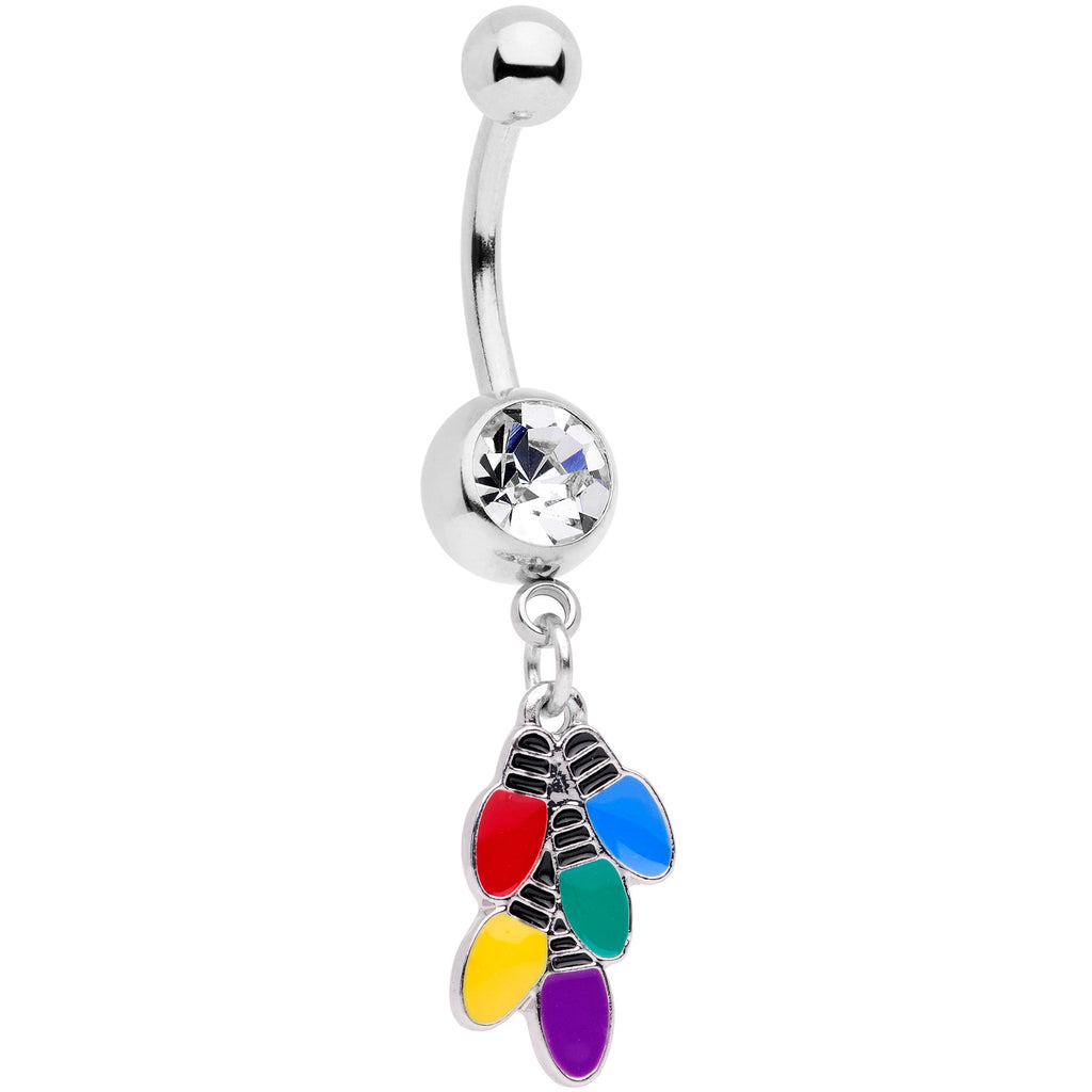 BodyCandy Clear Gem Christmas Lights Holiday Dangle Belly Ring — main product shot