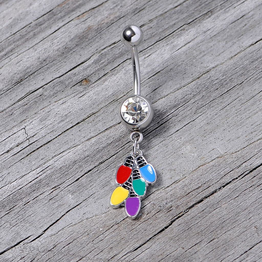 BodyCandy Clear Gem Christmas Lights Holiday Dangle Belly Ring — lifestyle context