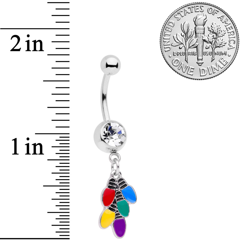 BodyCandy Clear Gem Christmas Lights Holiday Dangle Belly Ring — back view