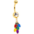 BodyCandy Clear Gem Gold Tone Christmas Lights Holiday Dangle Belly Ring — main product shot
