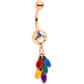 BodyCandy Clear Gem Rose Gold Tone Christmas Lights Holiday Dangle Belly Ring — main product shot