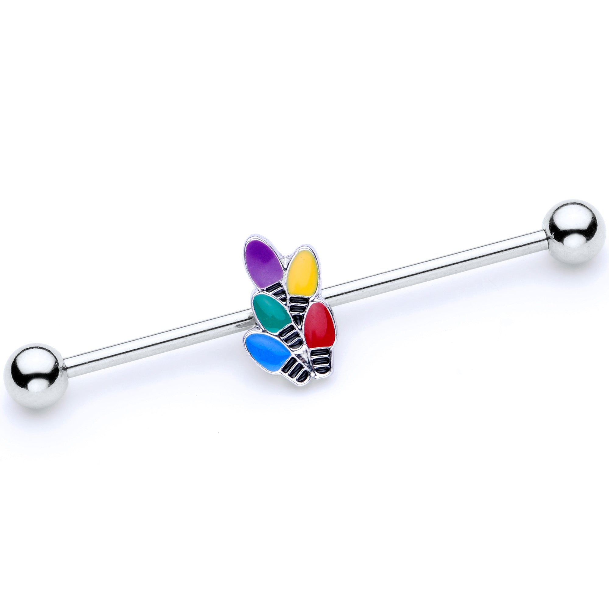 BodyCandy 14G Christmas Lights Industrial Barbell 38mm — main product shot