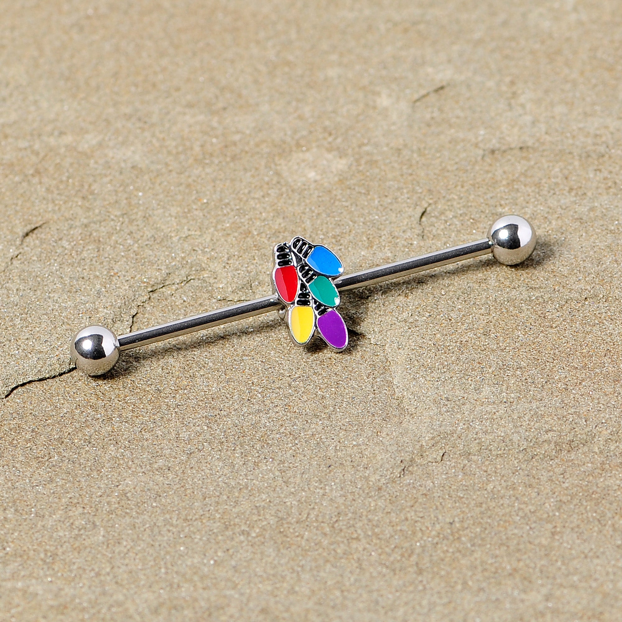 BodyCandy 14G Christmas Lights Industrial Barbell 38mm — back view