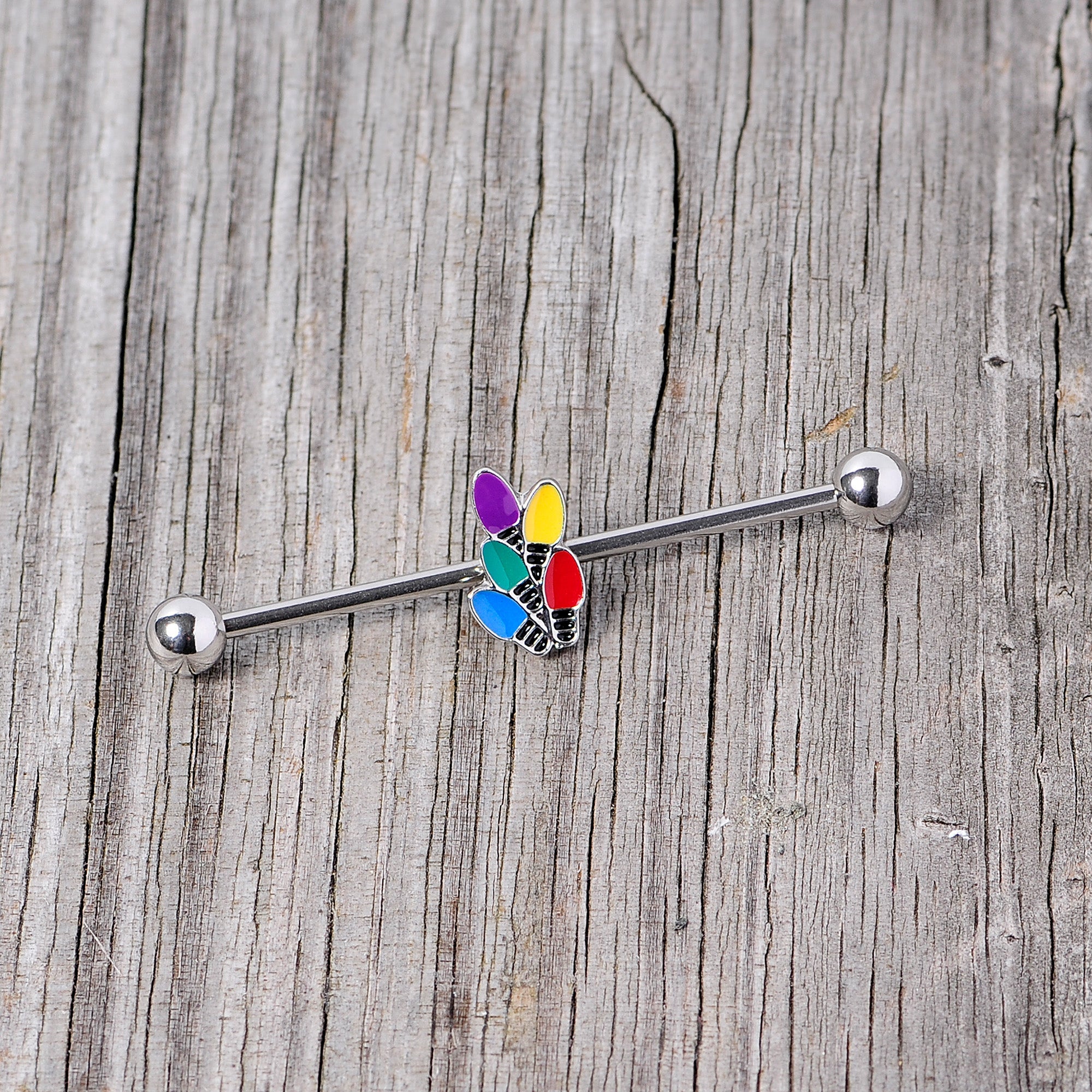BodyCandy 14G Christmas Lights Industrial Barbell 38mm — alternative angle