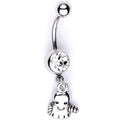 BodyCandy Clear Gem Happy Ghost Halloween Dangle Belly Ring — main product shot