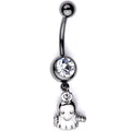BodyCandy Clear Gem Black Happy Ghost Halloween Dangle Belly Ring — main product shot