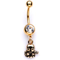 BodyCandy Clear Gem Gold Tone Happy Ghost Halloween Dangle Belly Ring — main product shot