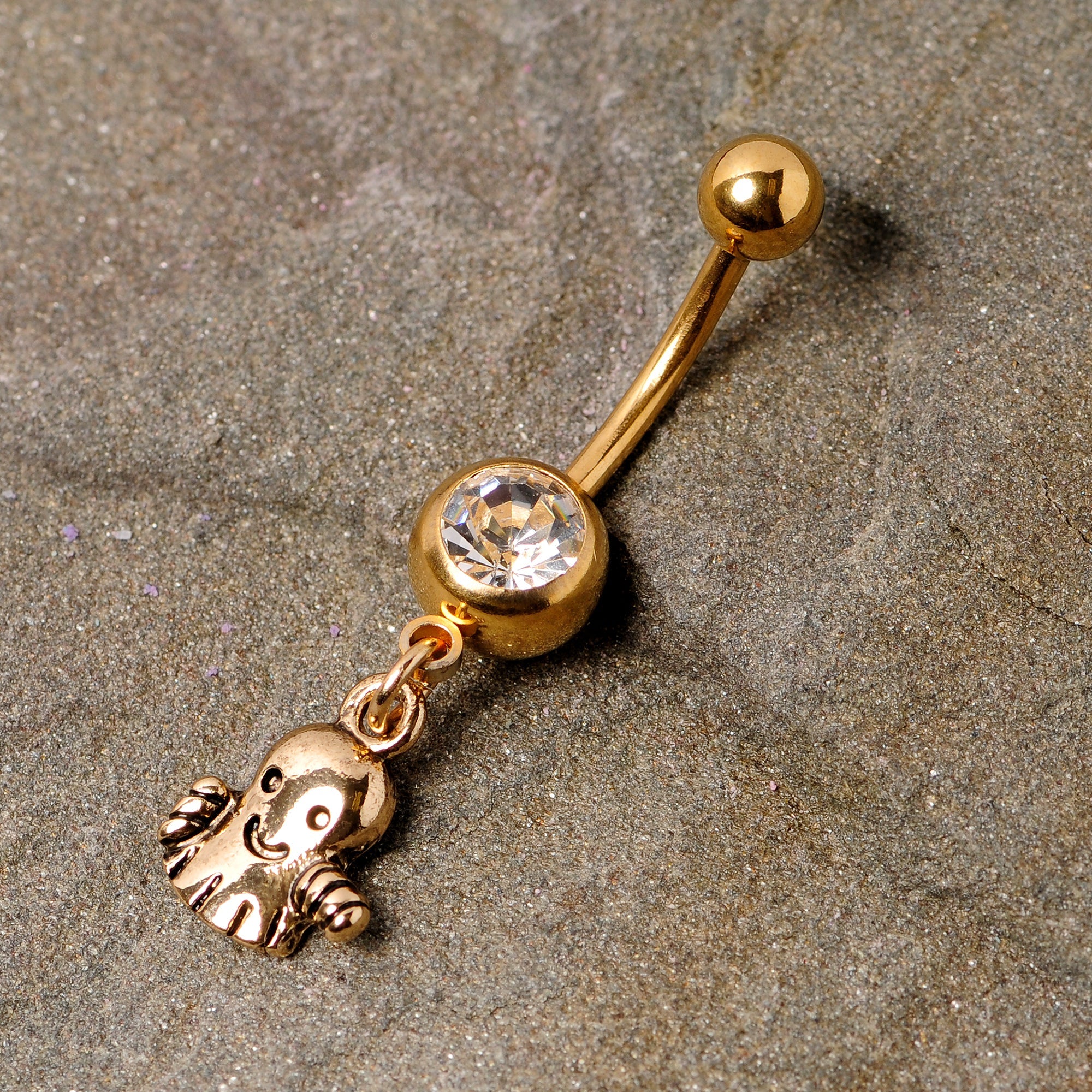 BodyCandy Clear Gem Gold Tone Happy Ghost Halloween Dangle Belly Ring — back view