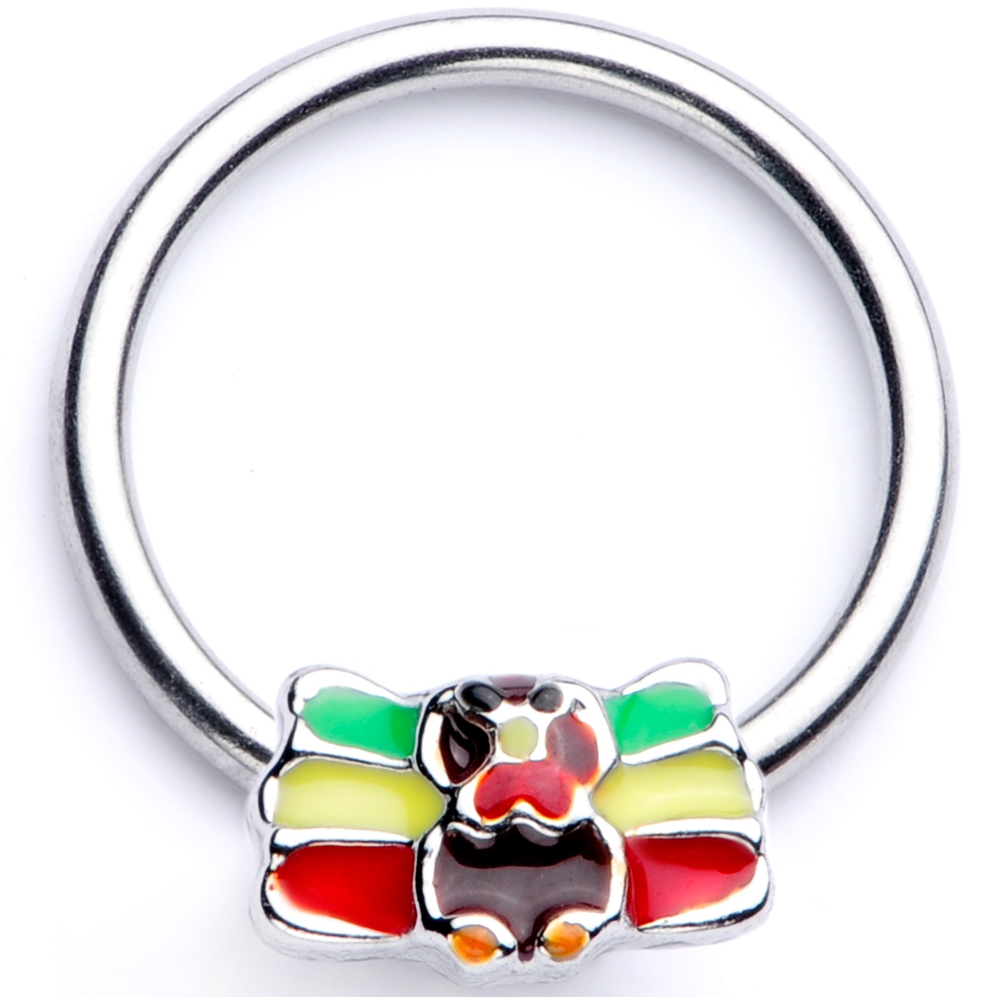BodyCandy 16G 3/8 Rasta Turkey Thanksgiving BCR Captive Ring — main product shot