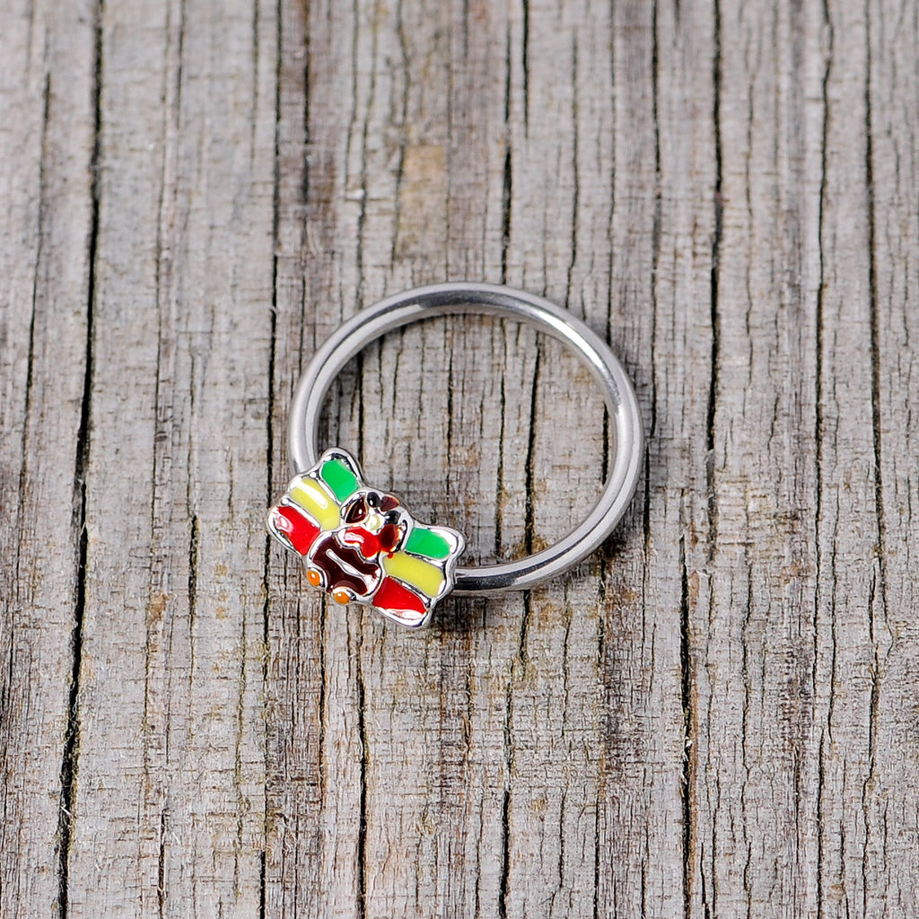 BodyCandy 16G 3/8 Rasta Turkey Thanksgiving BCR Captive Ring — side view