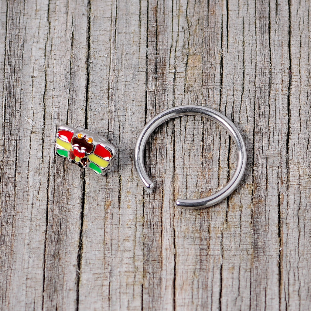 BodyCandy 16G 3/8 Rasta Turkey Thanksgiving BCR Captive Ring — back view
