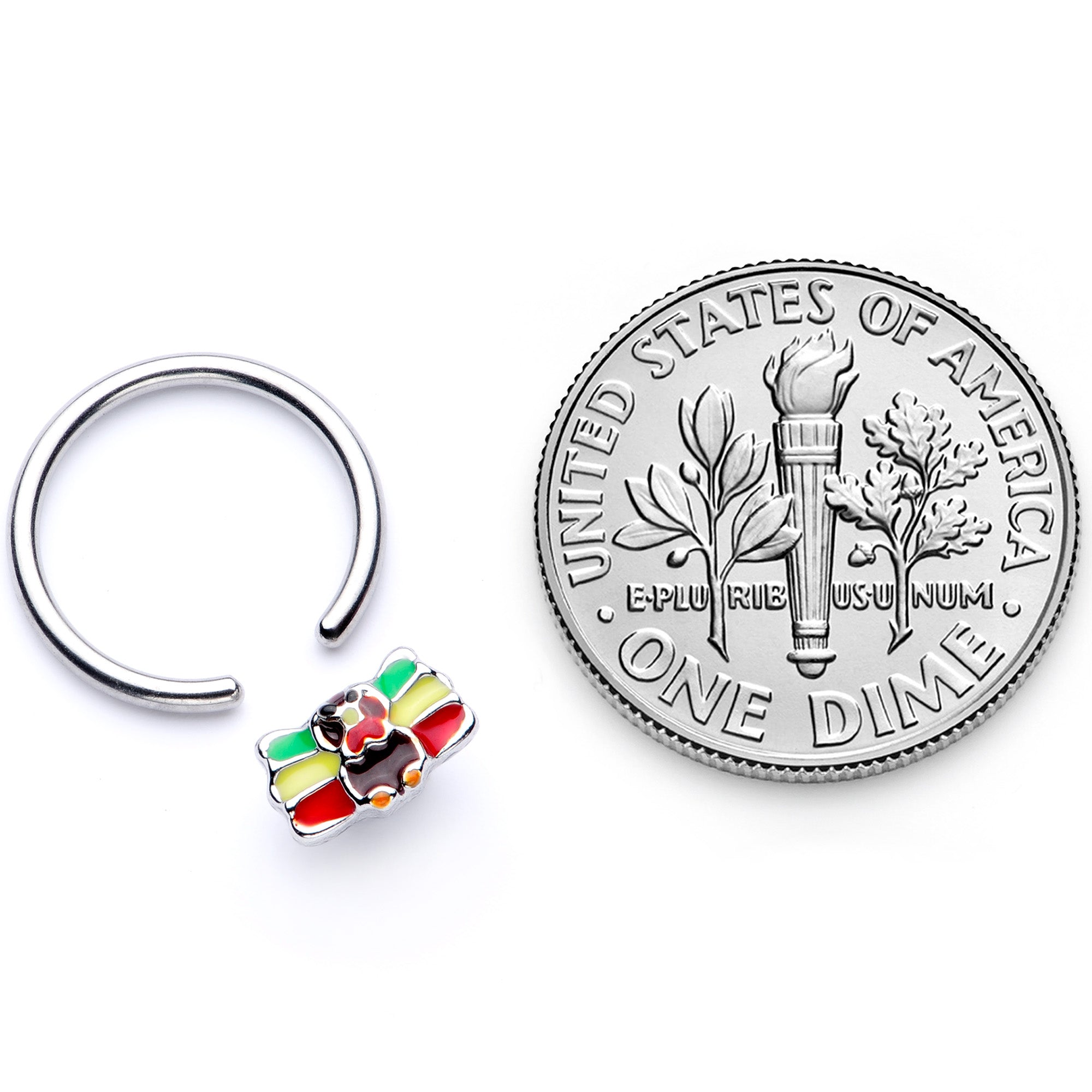 BodyCandy 16G 3/8 Rasta Turkey Thanksgiving BCR Captive Ring — alternative angle