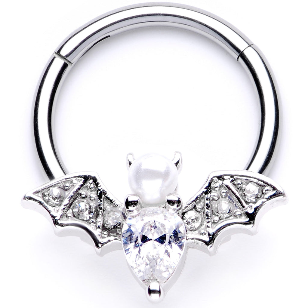 BodyCandy 16G 3/8 Clear Gem Vampire Bat Halloween Hinged Segment Ring — main product shot