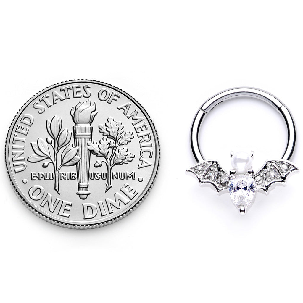 BodyCandy 16G 3/8 Clear Gem Vampire Bat Halloween Hinged Segment Ring — back view