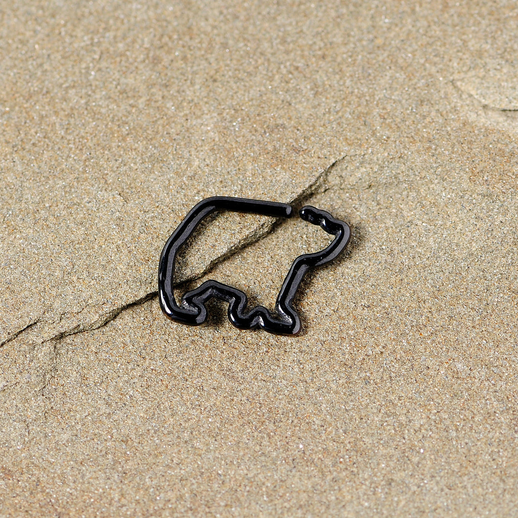 BodyCandy 16G 5/16 Black Polar Bear Closure Ring — detail close-up