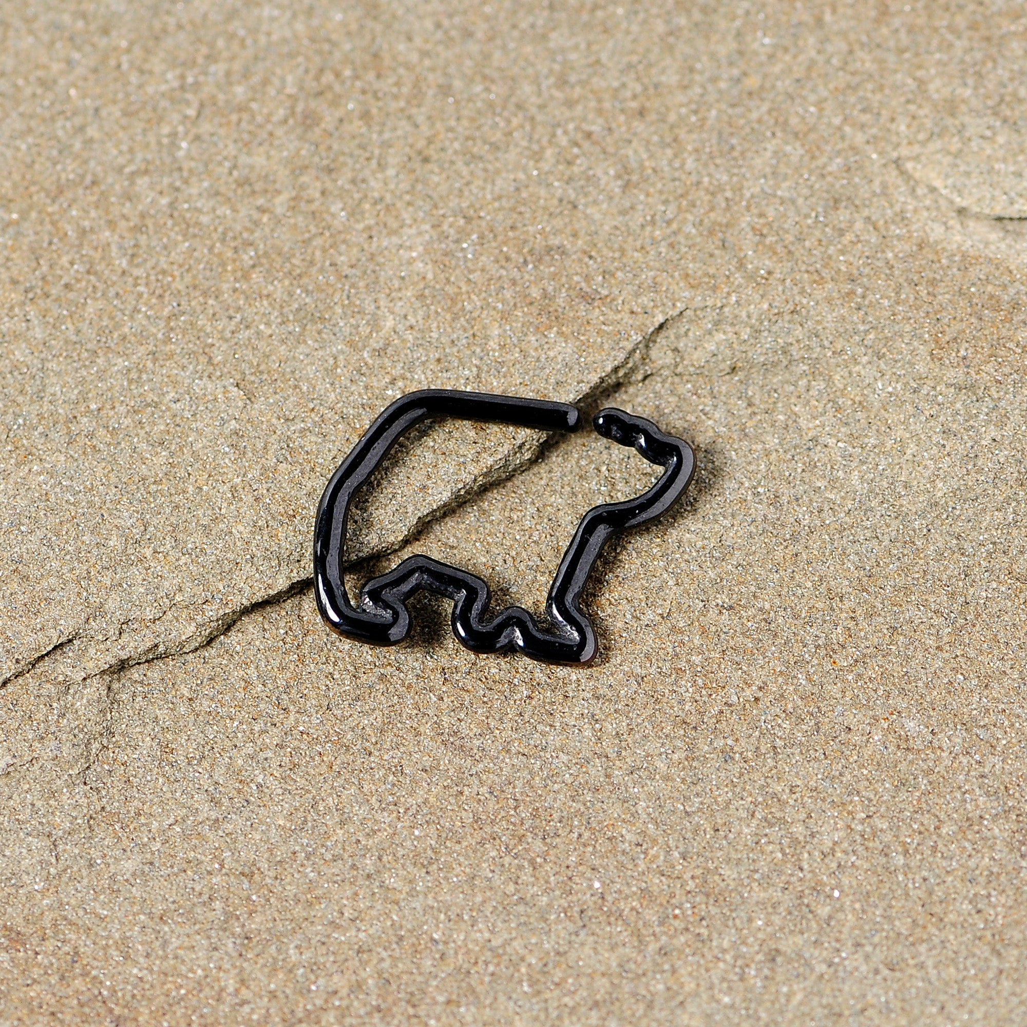 BodyCandy 16G 5/16 Black Polar Bear Closure Ring — detail close-up