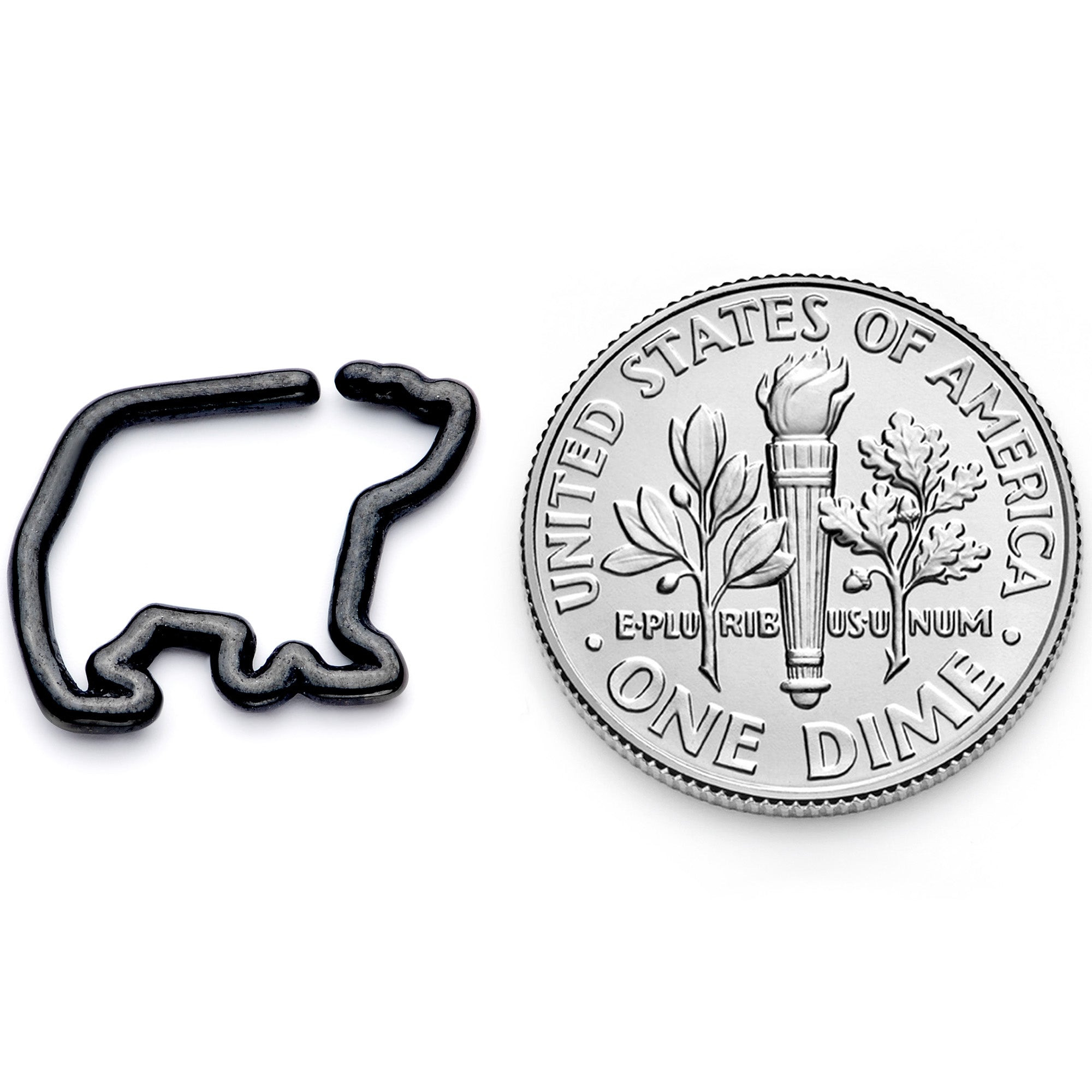 BodyCandy 16G 5/16 Black Polar Bear Closure Ring — back view