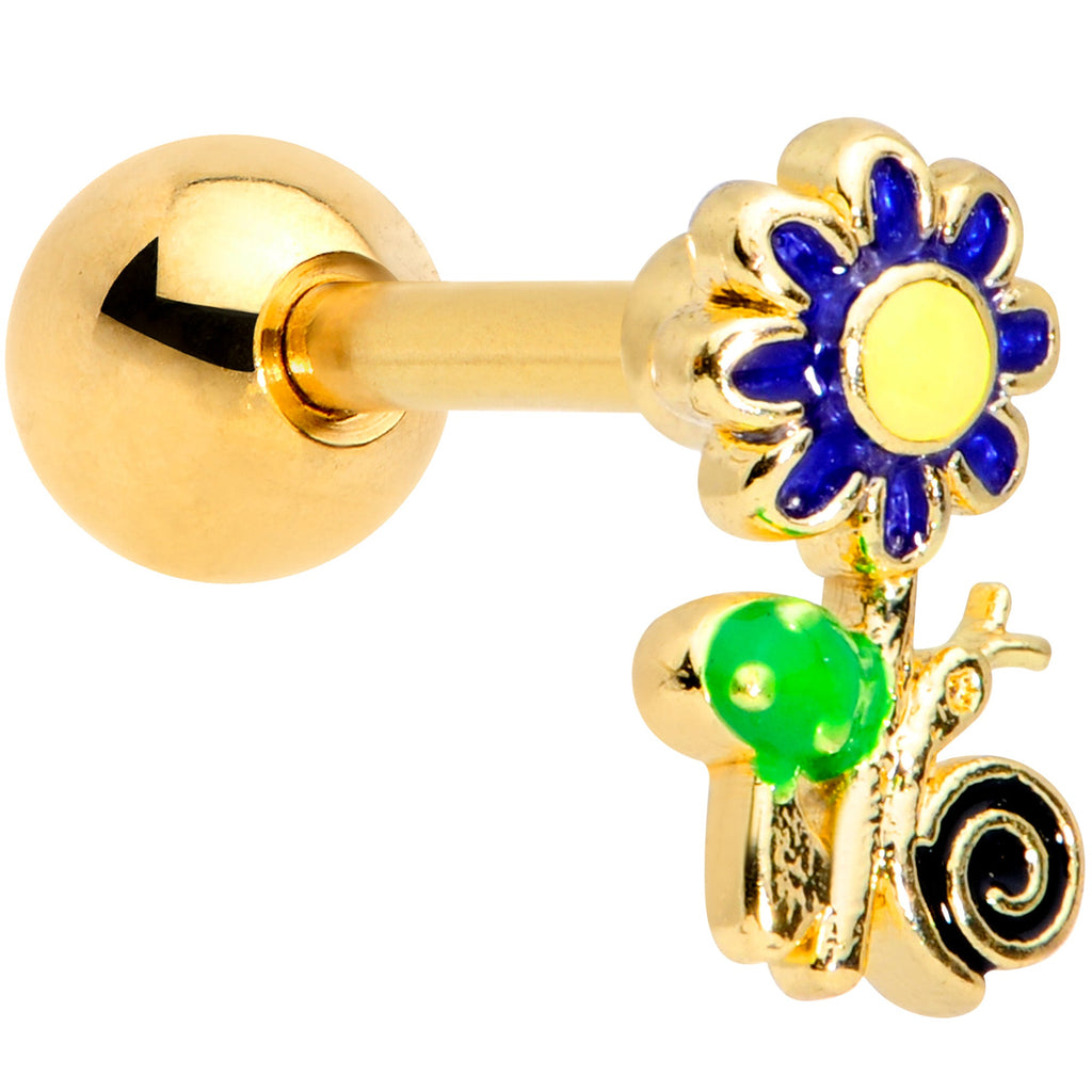BodyCandy 16G 1/4 Gold Tone Snail Flower Cartilage Tragus Earring — main product shot