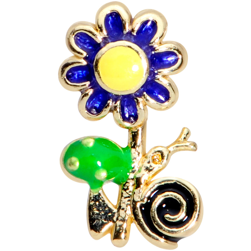 BodyCandy 16G 1/4 Gold Tone Snail Flower Cartilage Tragus Earring — detail close-up