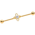 BodyCandy 14G Clear CZ Gem Gold Tone Open Flower Industrial Barbell 38mm — main product shot