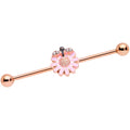 BodyCandy 14G Clear Gem Rose Gold Tone Flower Bee Industrial Barbell 38mm — main product shot