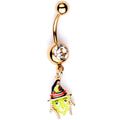 BodyCandy Clear Gem Gold Tone Green Witch Halloween Dangle Belly Ring — main product shot