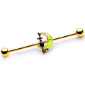 BodyCandy 14G Gold Tone Black Cat Moon Halloween Industrial Barbell 38mm — main product shot