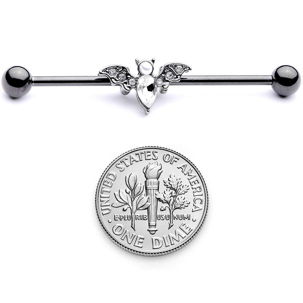 BodyCandy 14G Clear Gem Black Bat Halloween Industrial Barbell 38mm — alternative angle