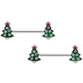 BodyCandy 14G 9/16 Clear Red Gem Christmas Tree Barbell Nipple Ring Set — main product shot