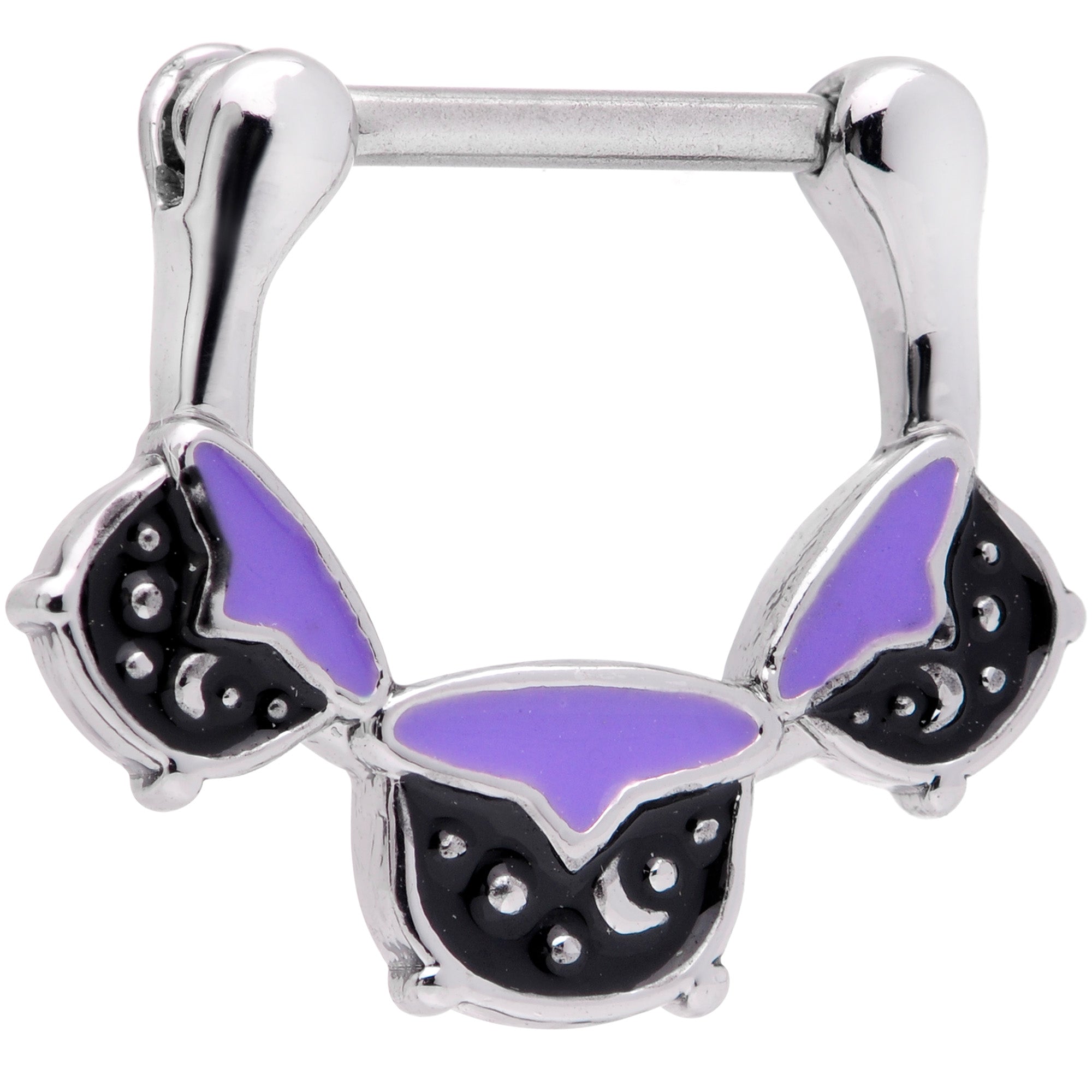 BodyCandy 16G 3/8 Black Purple Cauldron Halloween Cartilage Clicker — main product shot