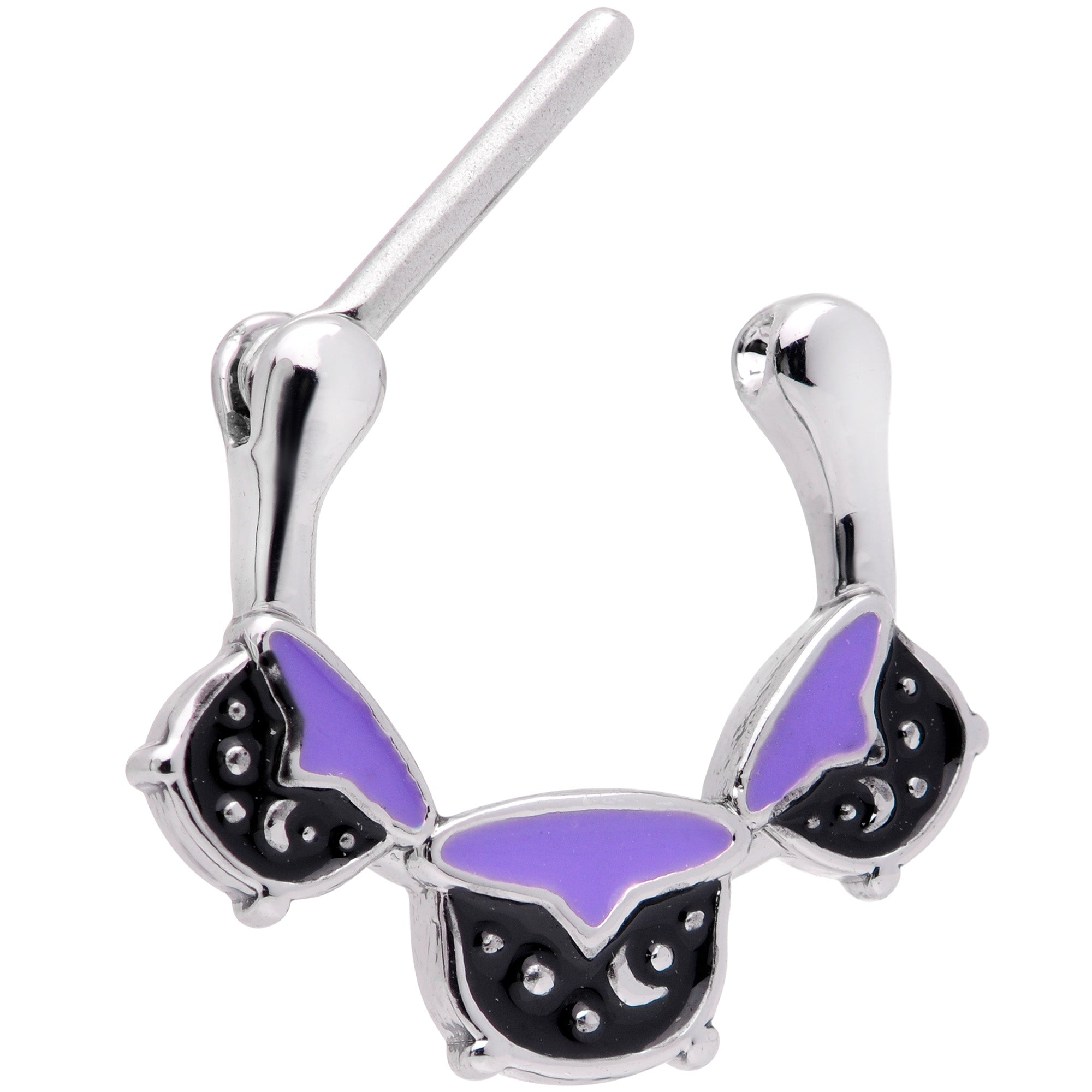 BodyCandy 16G 3/8 Black Purple Cauldron Halloween Cartilage Clicker — back view