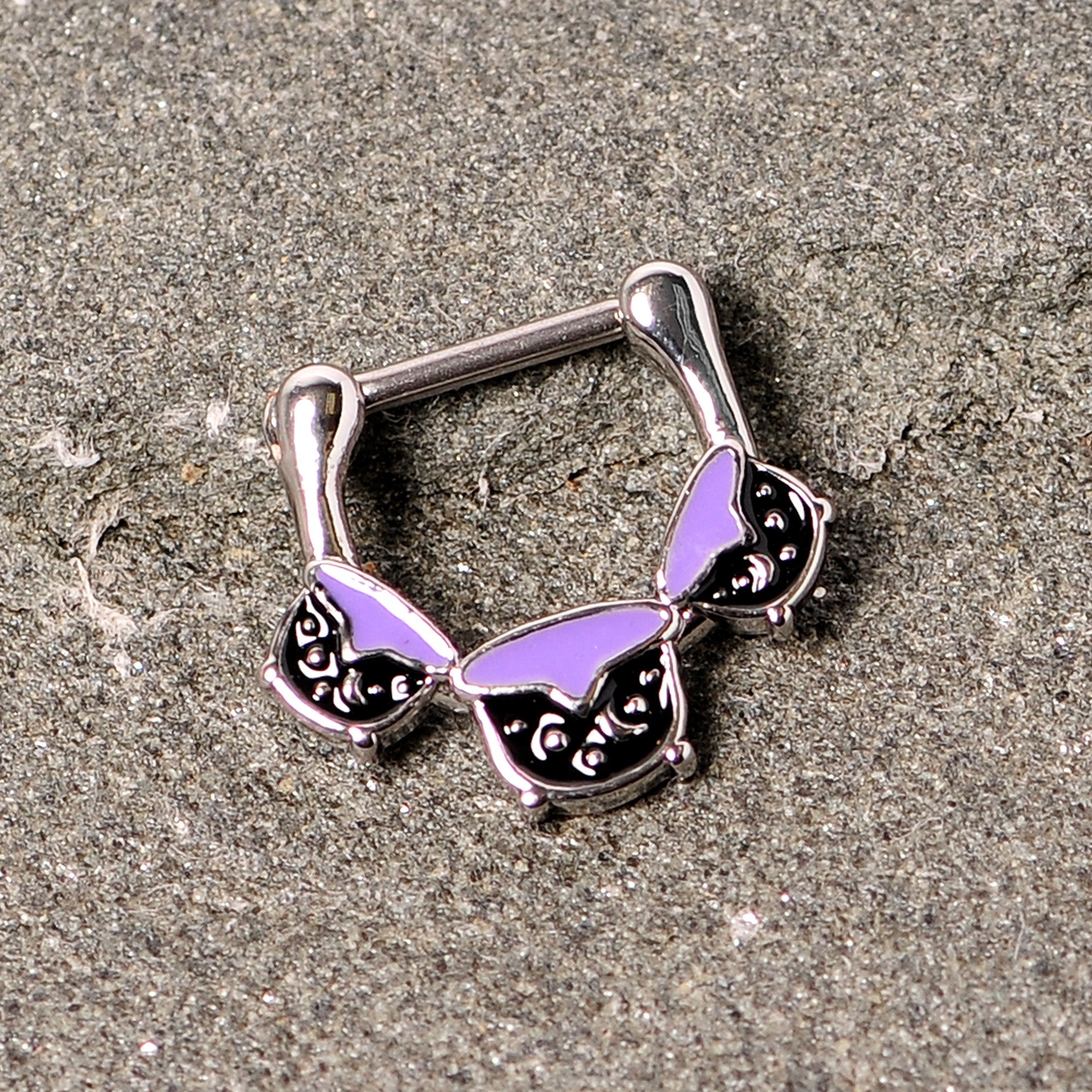 BodyCandy 16G 3/8 Black Purple Cauldron Halloween Cartilage Clicker — alternative angle