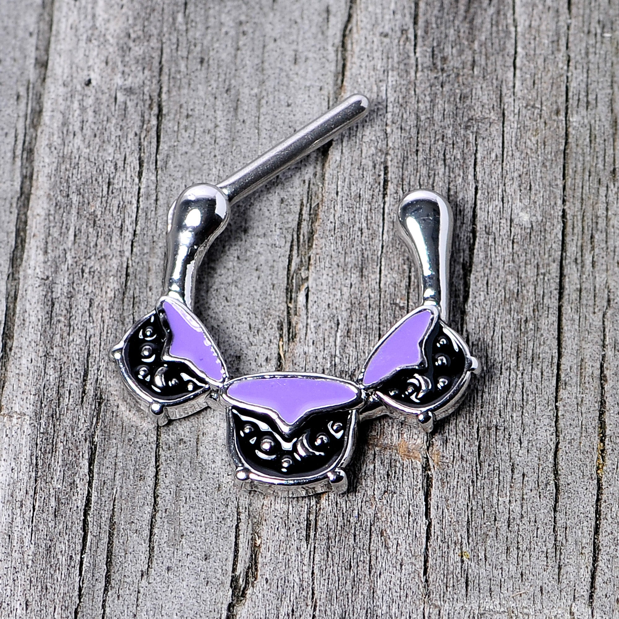 BodyCandy 16G 3/8 Black Purple Cauldron Halloween Cartilage Clicker — size reference