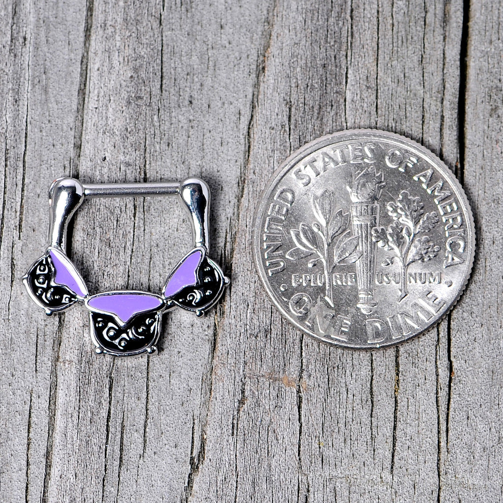 BodyCandy 16G 3/8 Black Purple Cauldron Halloween Cartilage Clicker — color detail
