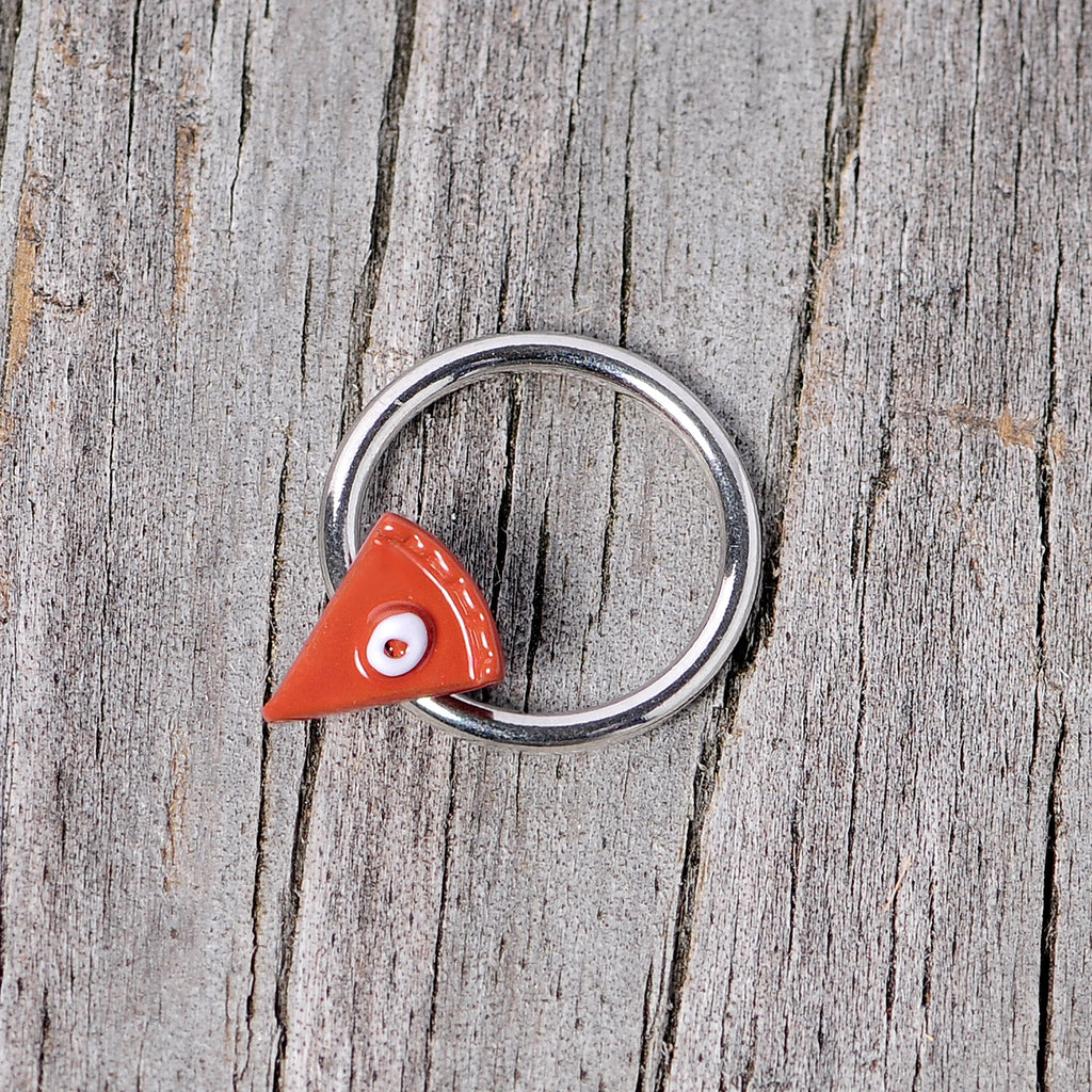 BodyCandy 16G 3/8 Brown Pumpkin Pie Thanksgiving Holiday BCR Captive Ring — side view