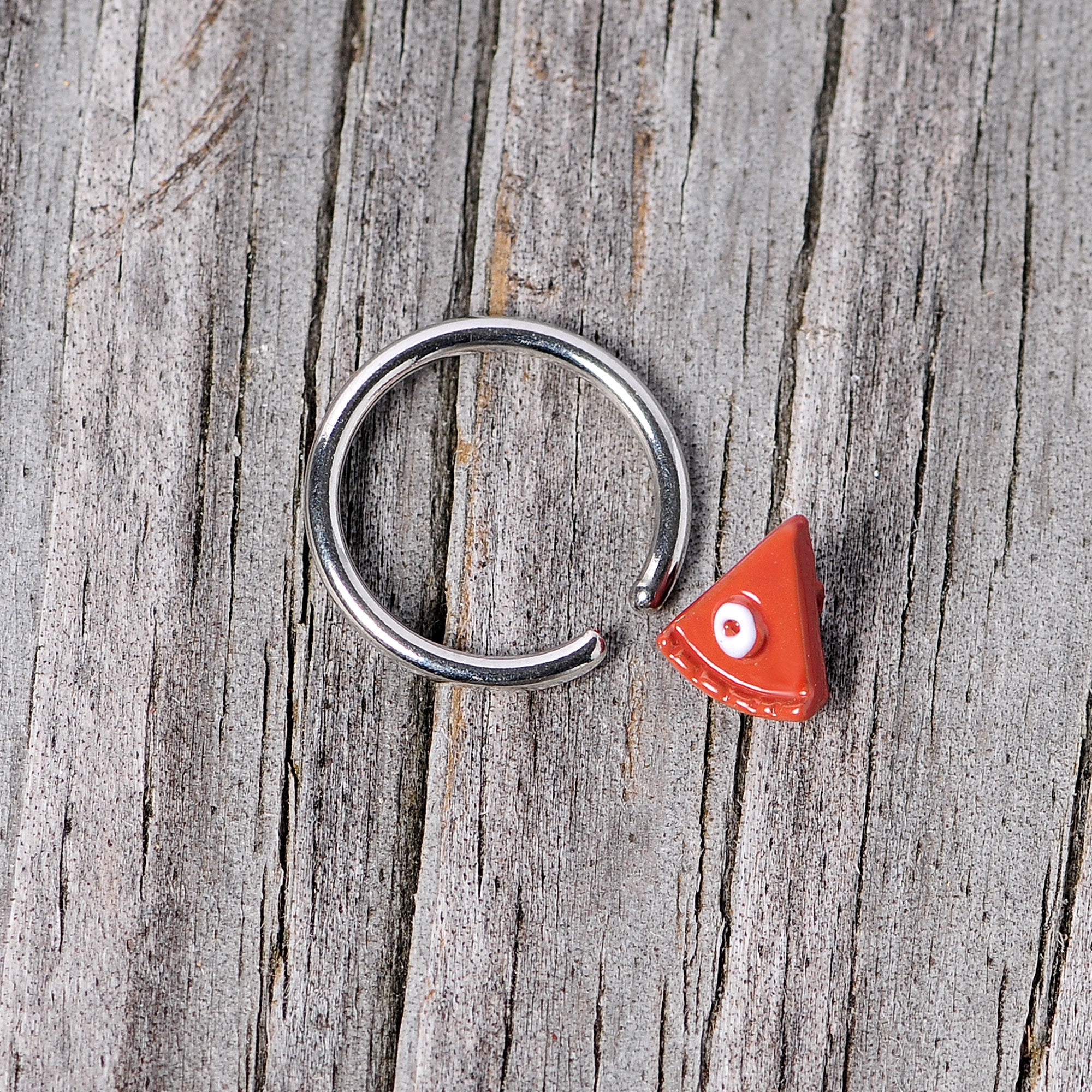BodyCandy 16G 3/8 Brown Pumpkin Pie Thanksgiving Holiday BCR Captive Ring — back view