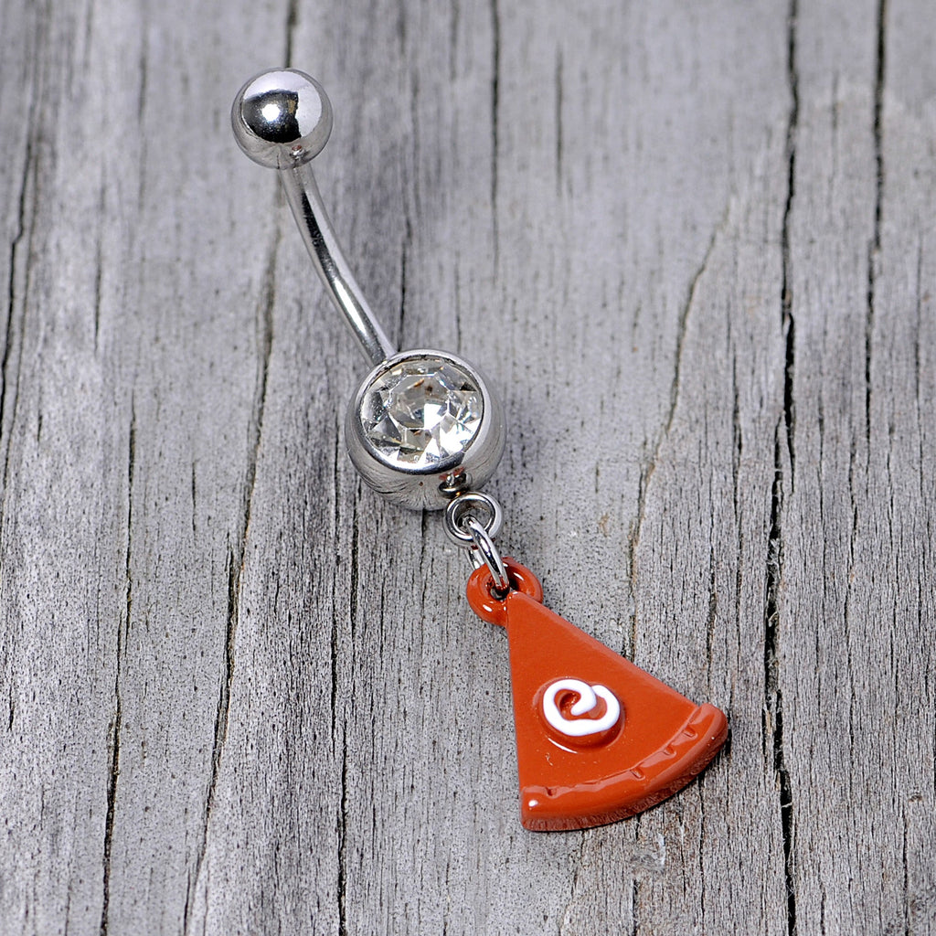 BodyCandy Clear Gem Pumpkin Pie Holiday Thanksgiving Dangle Belly Ring — side view