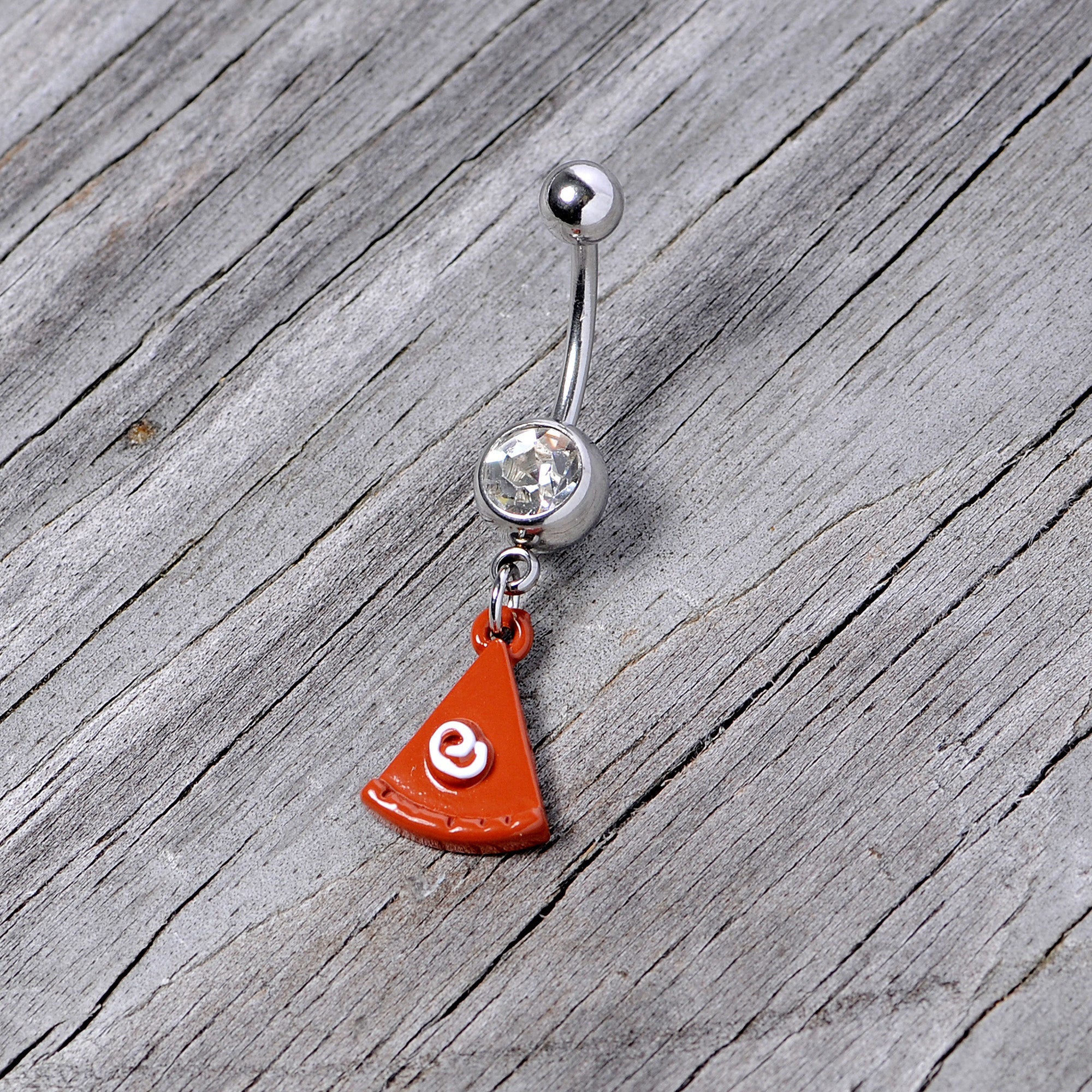 BodyCandy Clear Gem Pumpkin Pie Holiday Thanksgiving Dangle Belly Ring — back view
