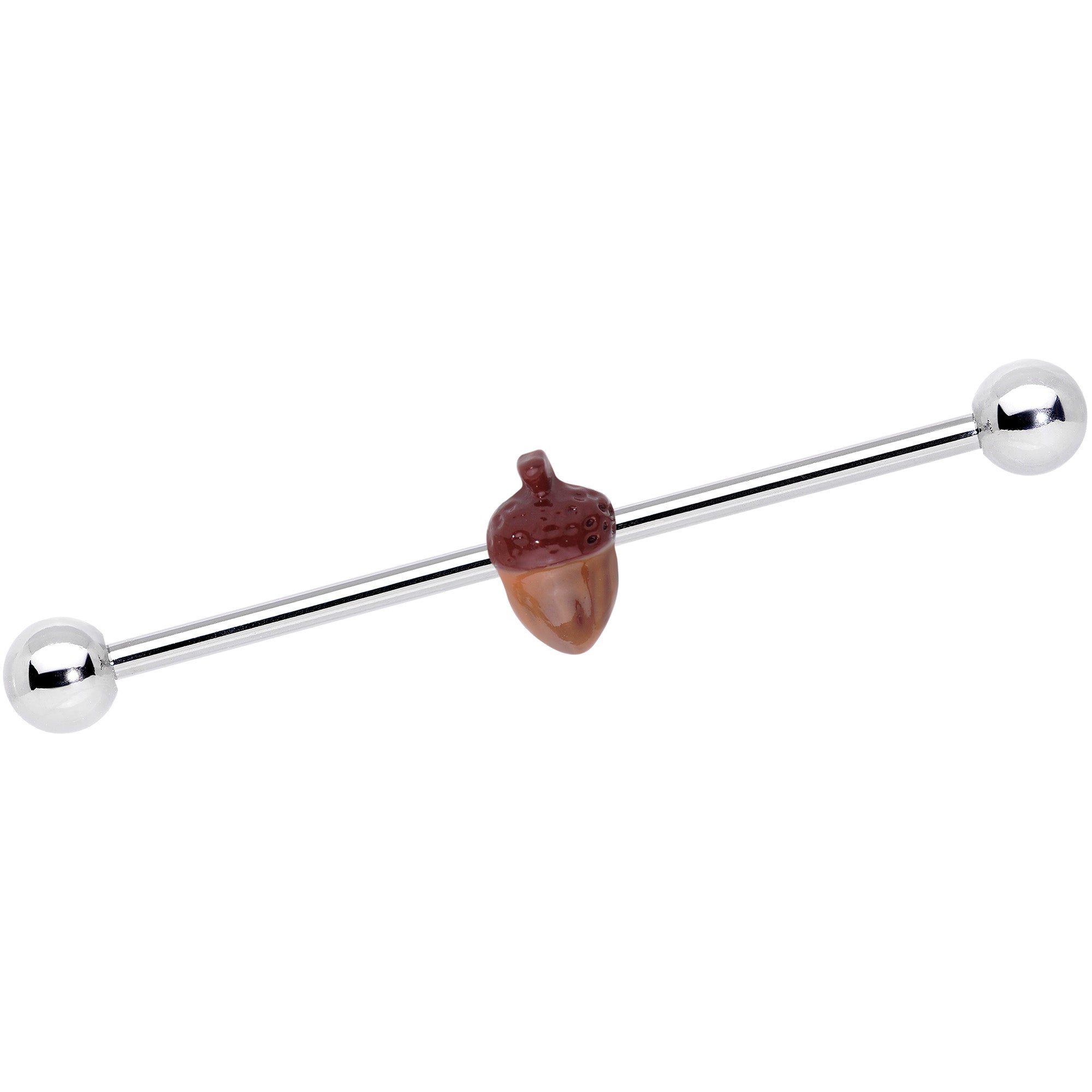 BodyCandy 14G Brown Fall Autumn Acorn Industrial Barbell 38mm — main product shot