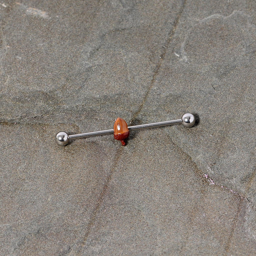 BodyCandy 14G Brown Fall Autumn Acorn Industrial Barbell 38mm — lifestyle context