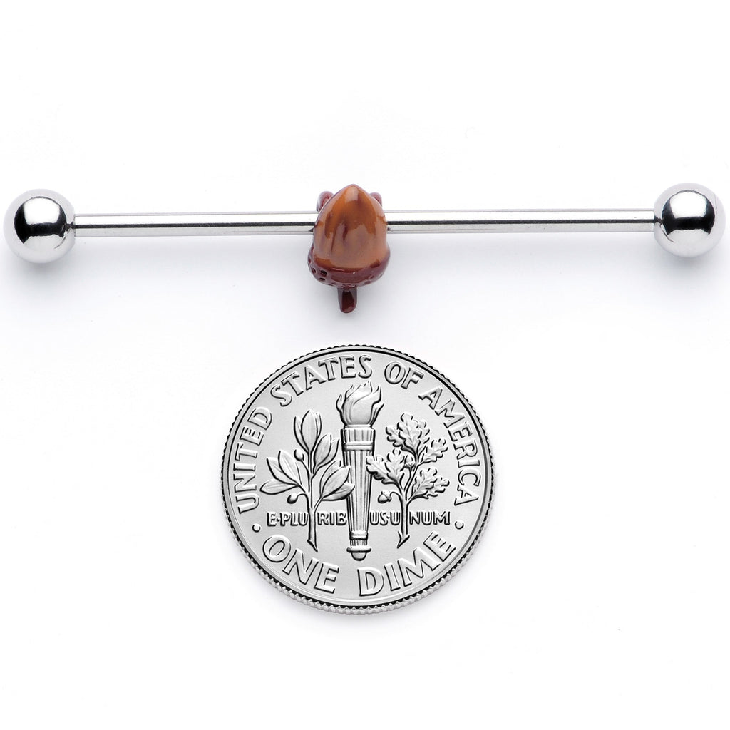 BodyCandy 14G Brown Fall Autumn Acorn Industrial Barbell 38mm — alternative angle