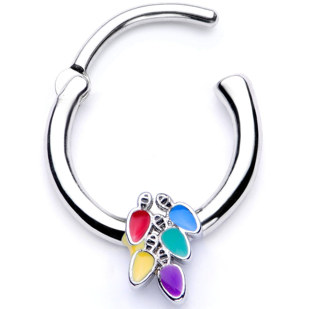 BodyCandy 16G 3/8 Christmas Lights Holiday Septum Clicker — lifestyle context
